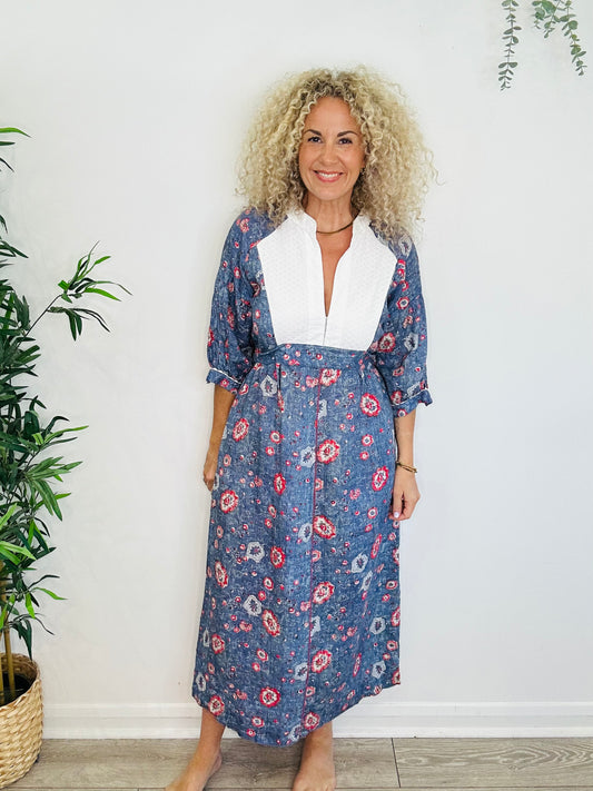 Floral Linen Dress - Size S