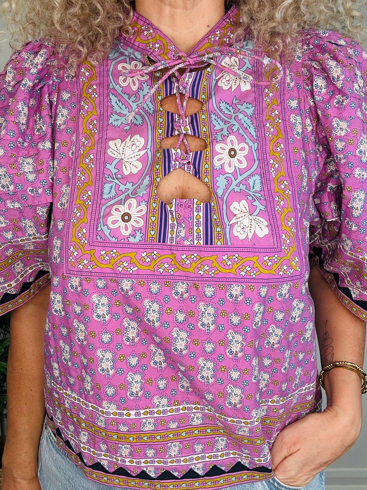 Patterned Cotton Blouse - Size S