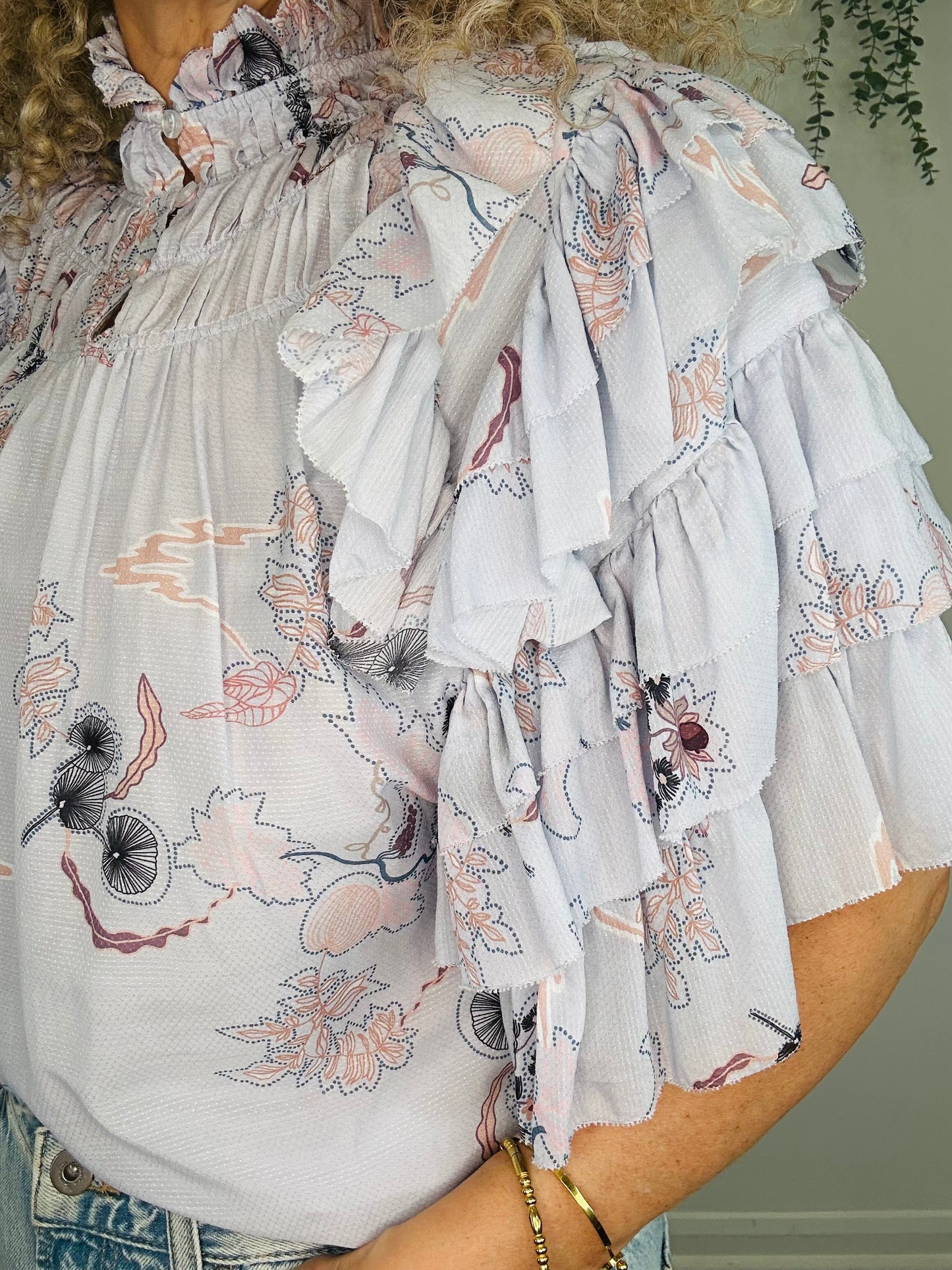 Frill Patterned Blouse - Size M
