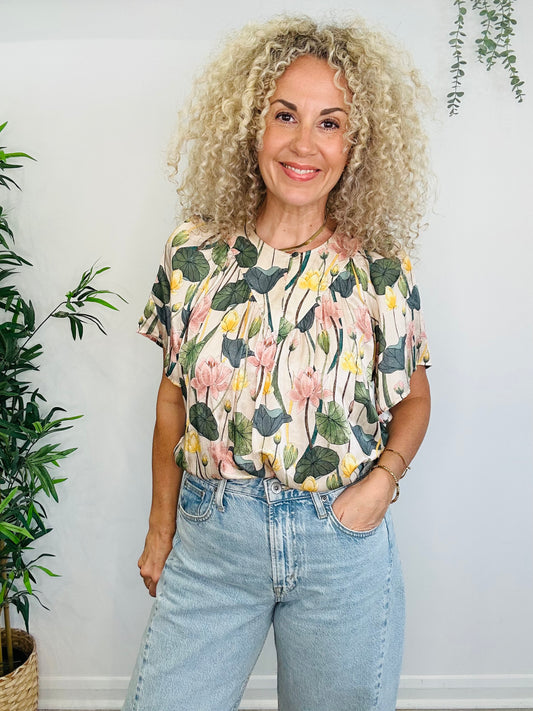 Silk Floral Blouse - Size 34