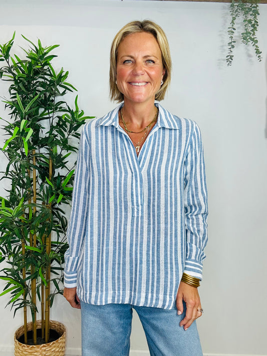 Striped Linen Top - Size S