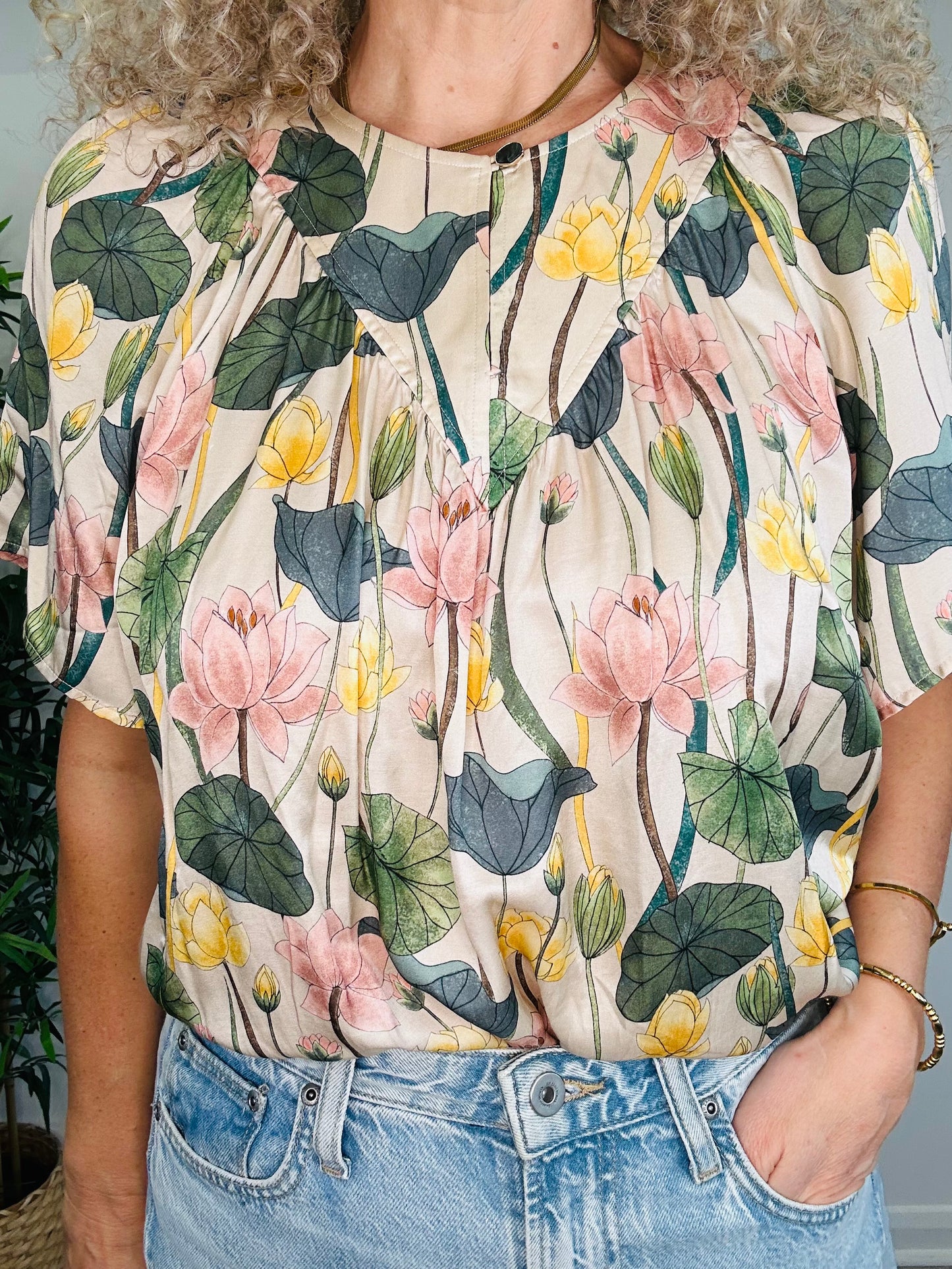 Silk Floral Blouse - Size 34