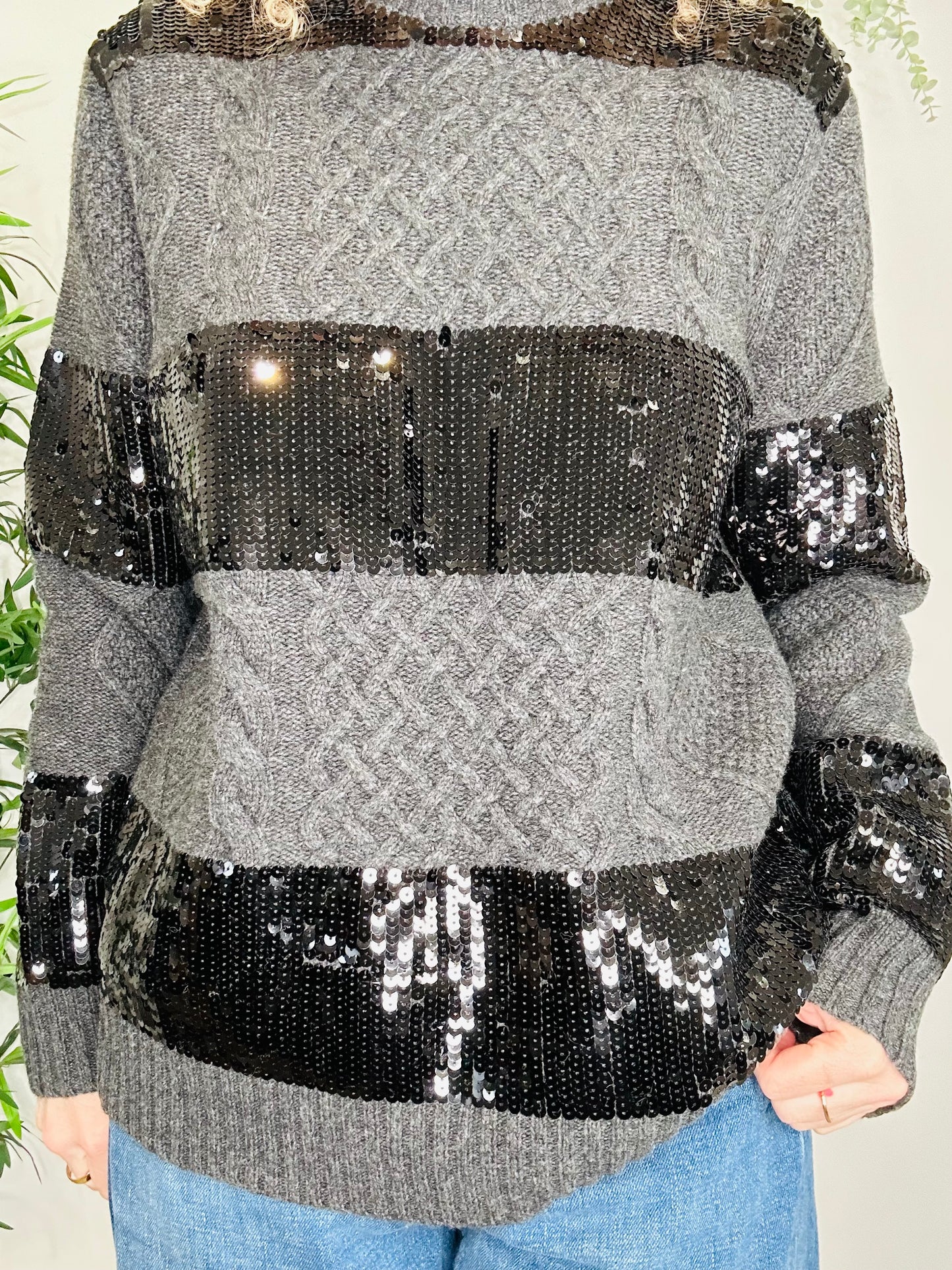 Sequin Stripe Jumper - Size M