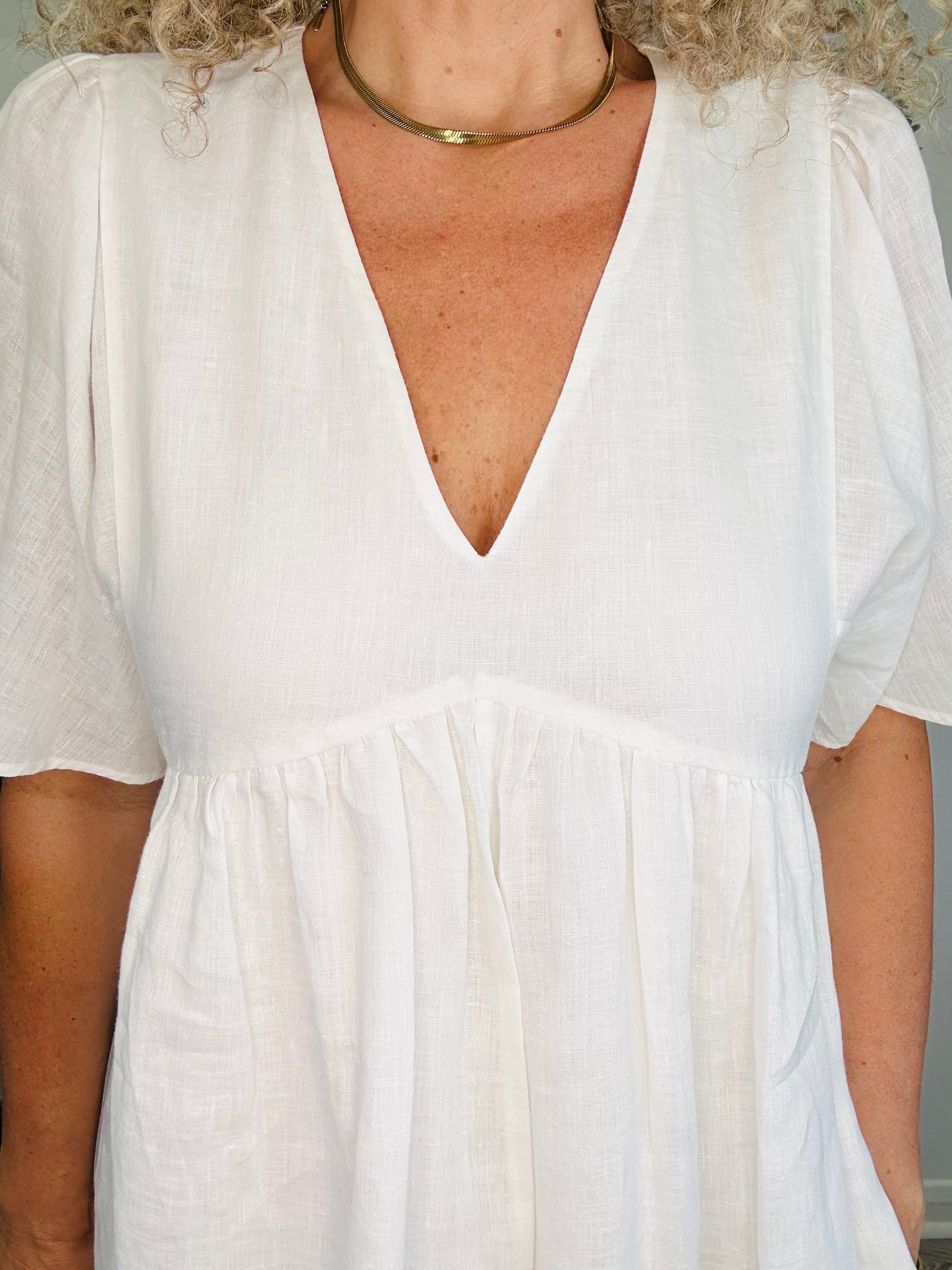 Short Linen Dress - Size 36