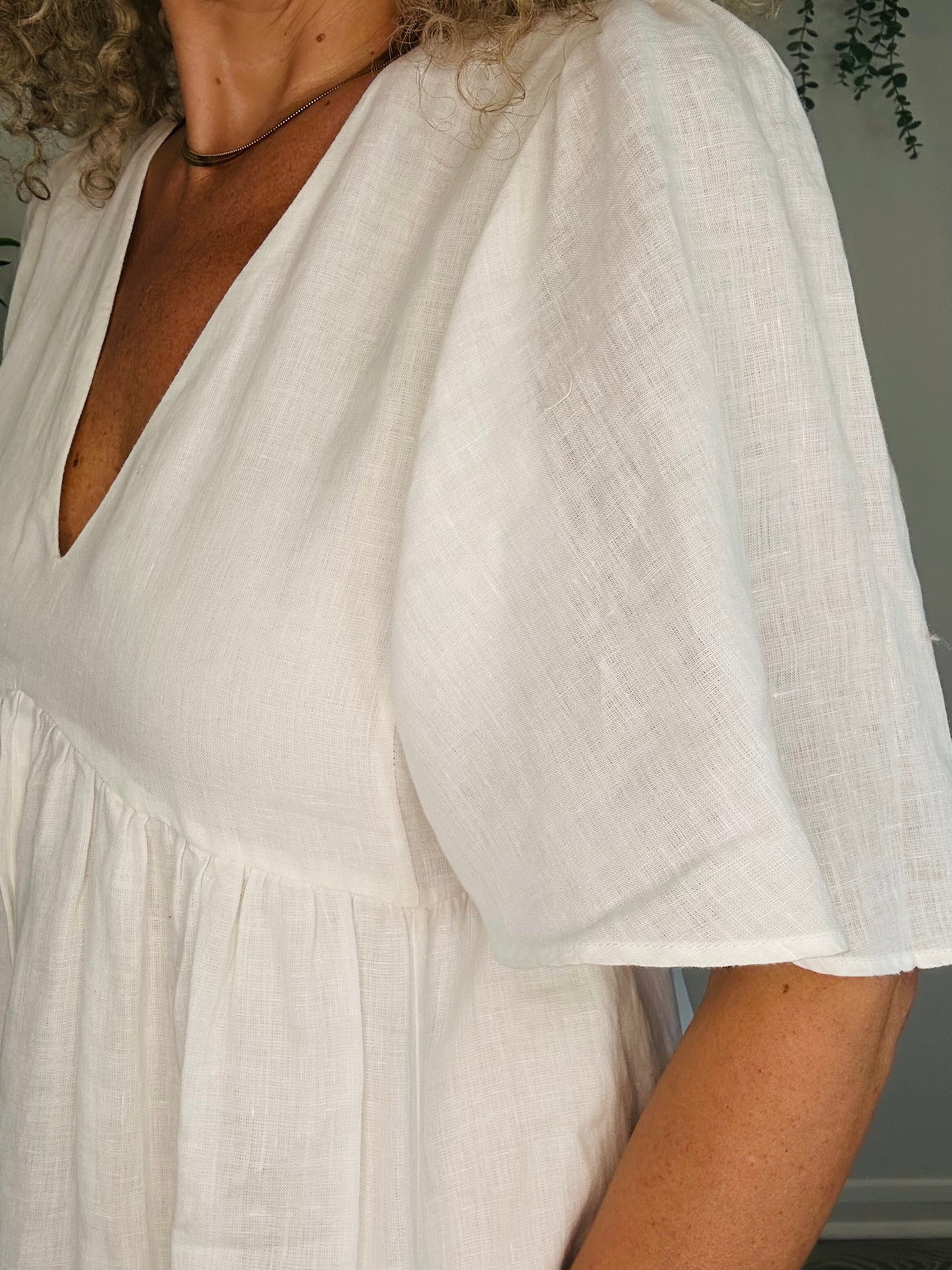 Short Linen Dress - Size 36