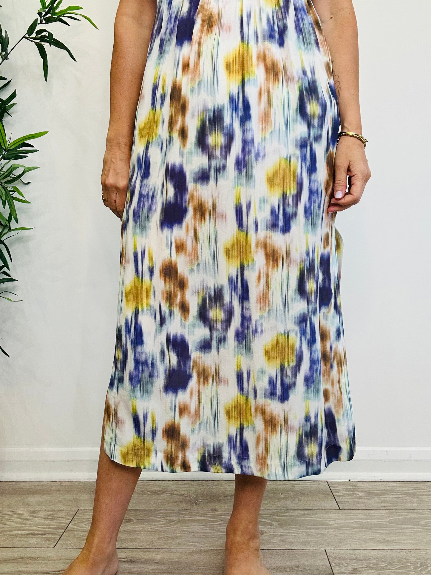 Smocked Midi Dress - Size 34