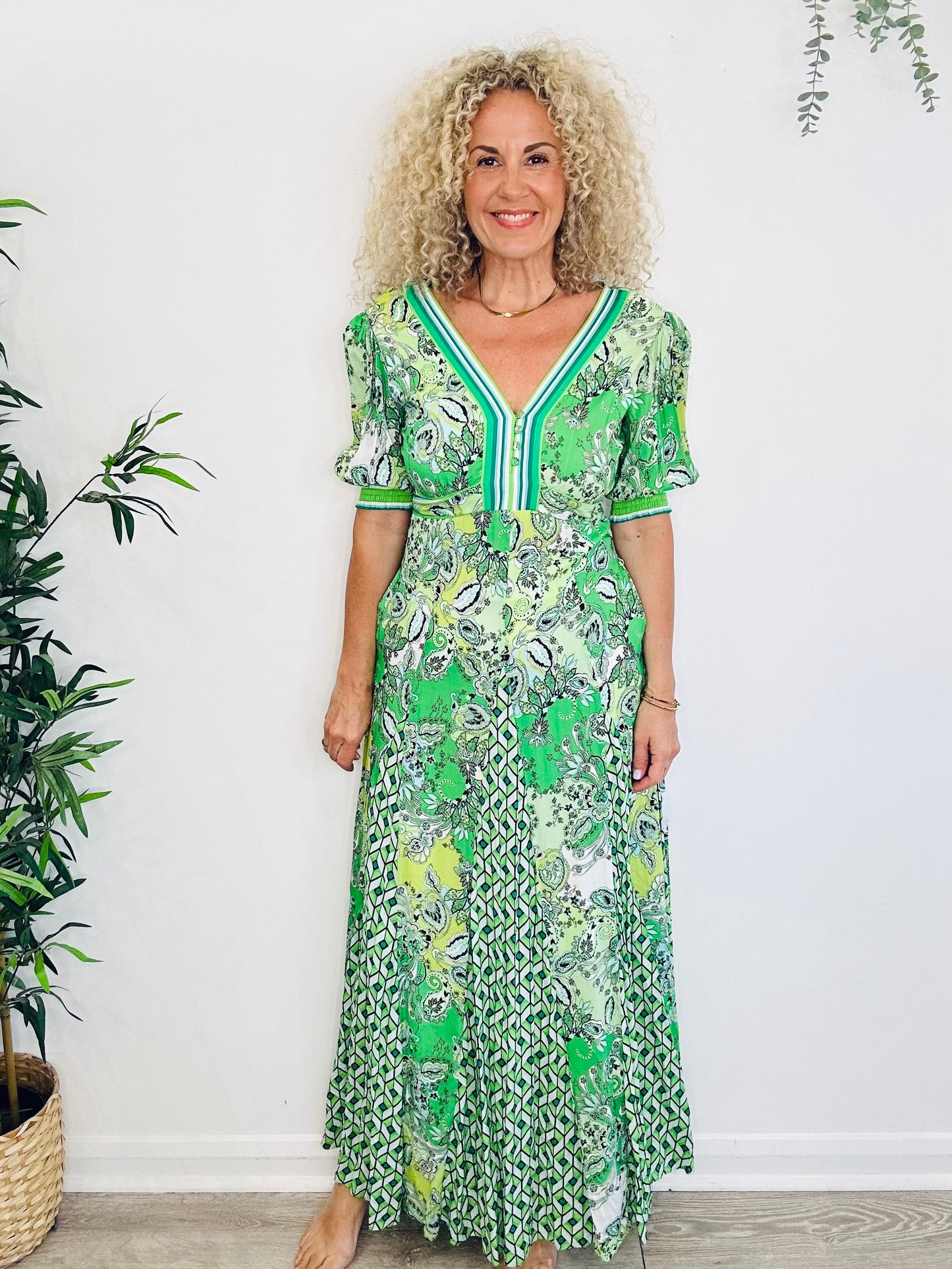 Patterned Maxi Dress - Size XS