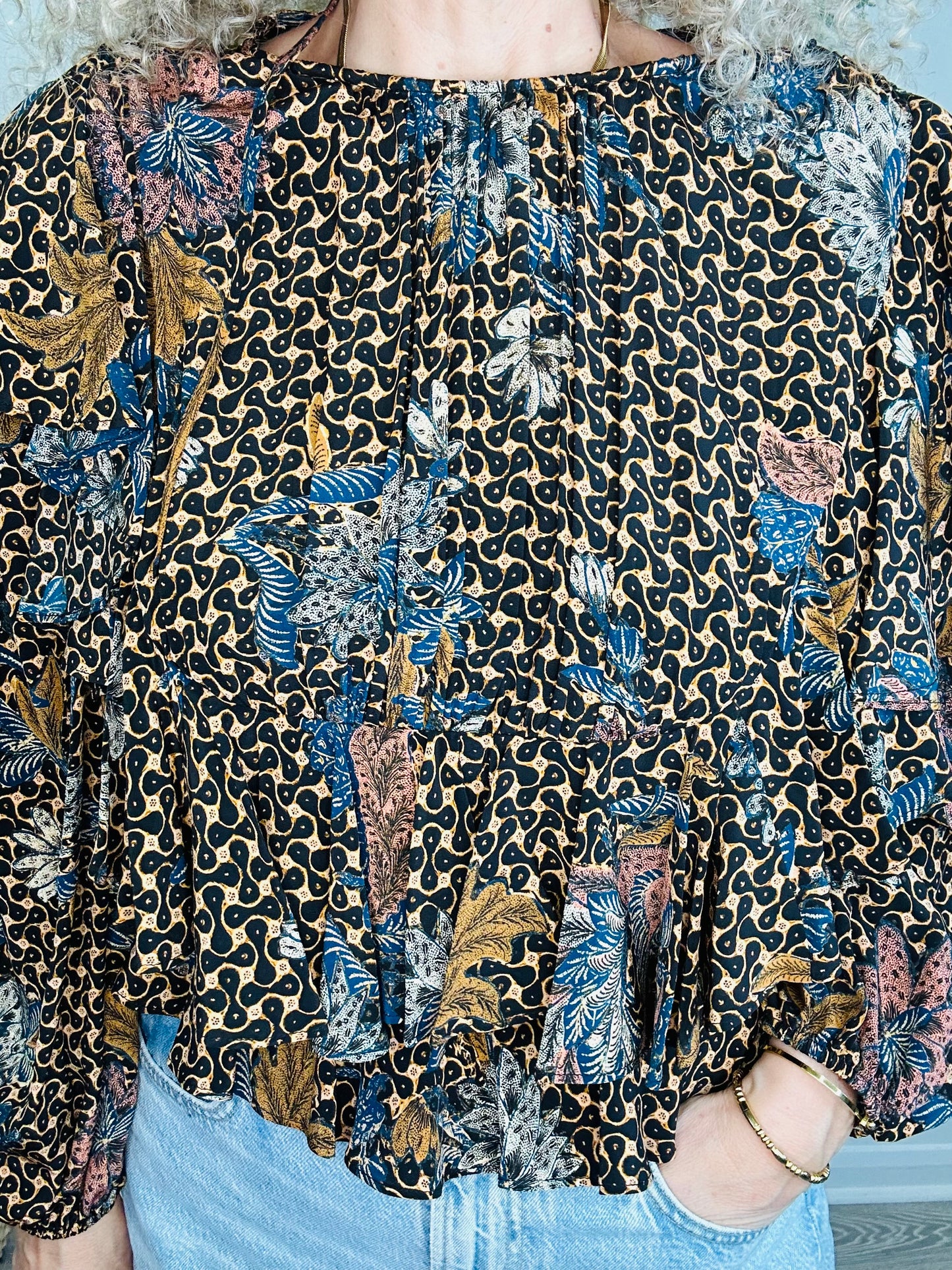 Patterned Silk Top - Size 8