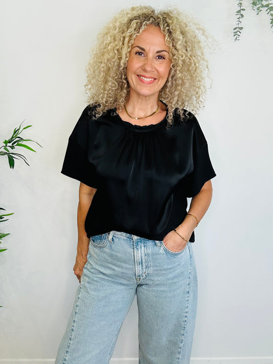 Satin & Crepe Top - Size 36