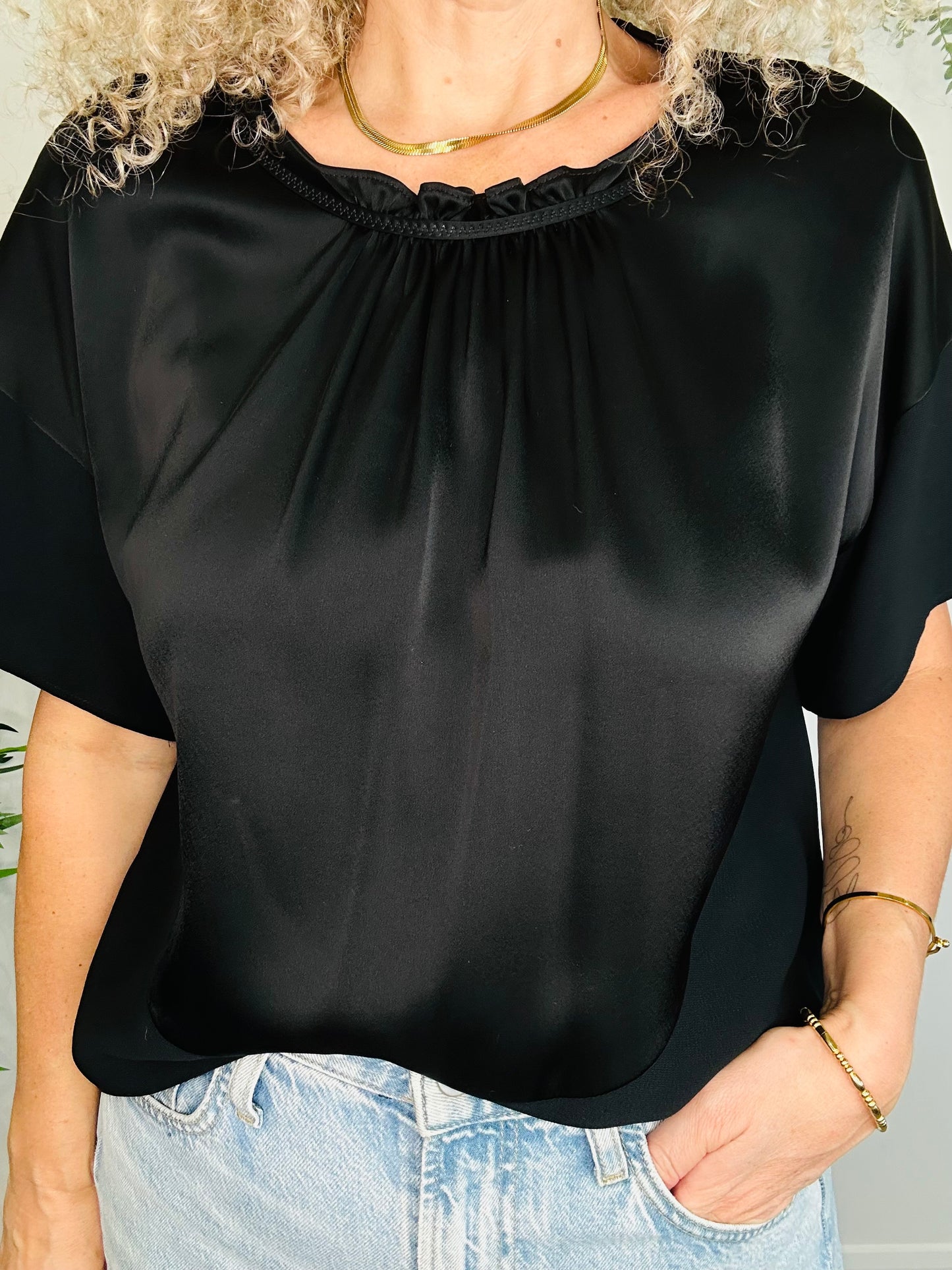 Satin & Crepe Top - Size 36
