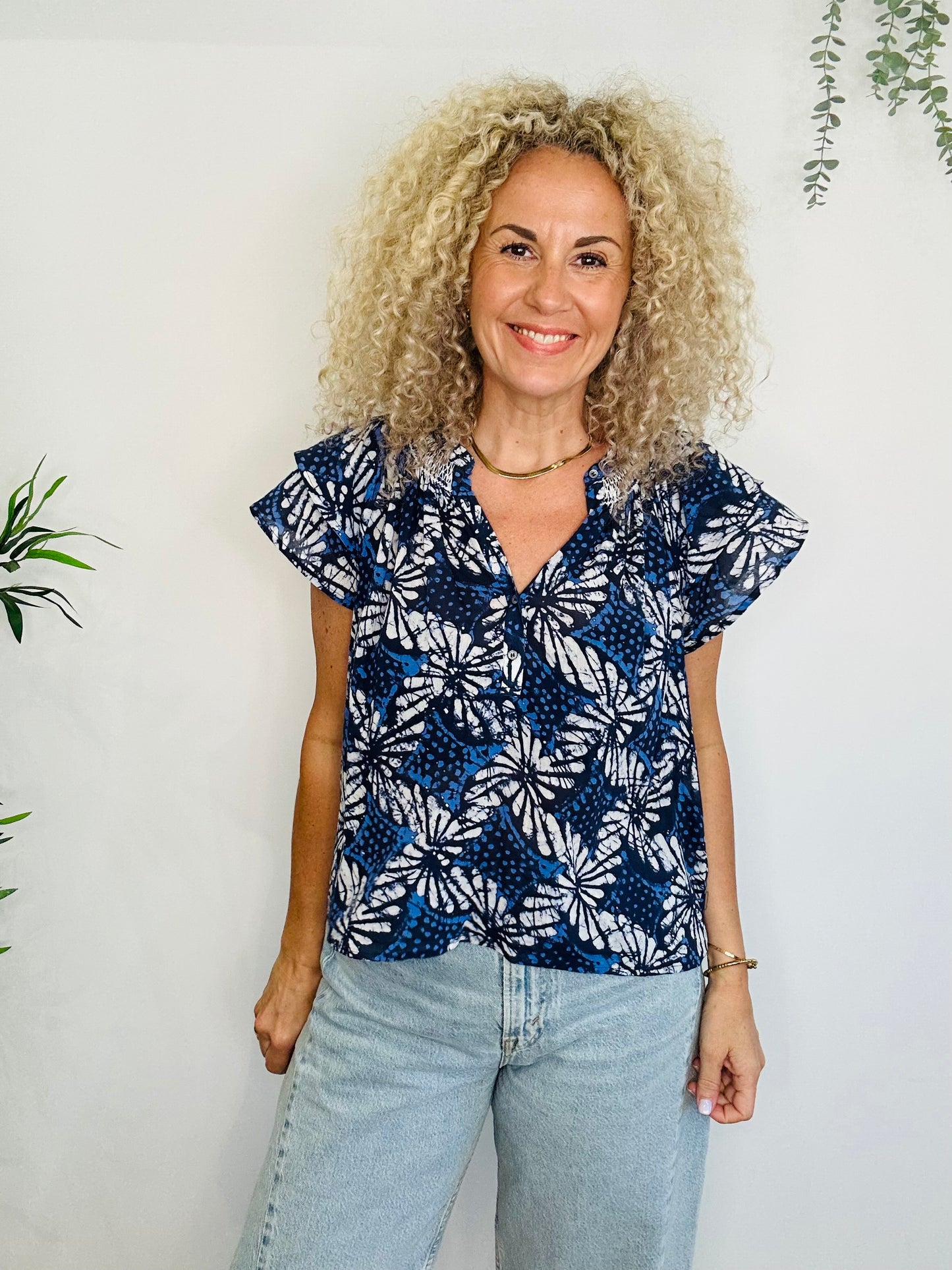 Patterned Cotton Top - Size S
