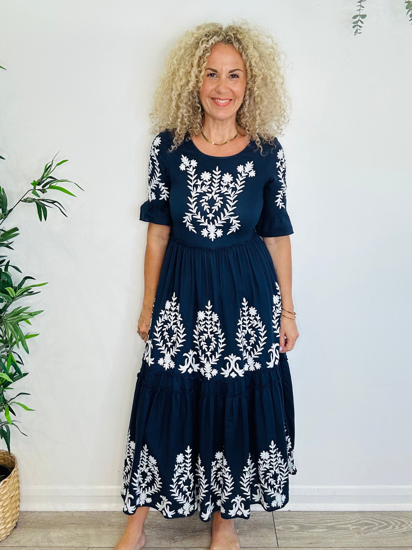 Embroidered Maxi Dress - Size S