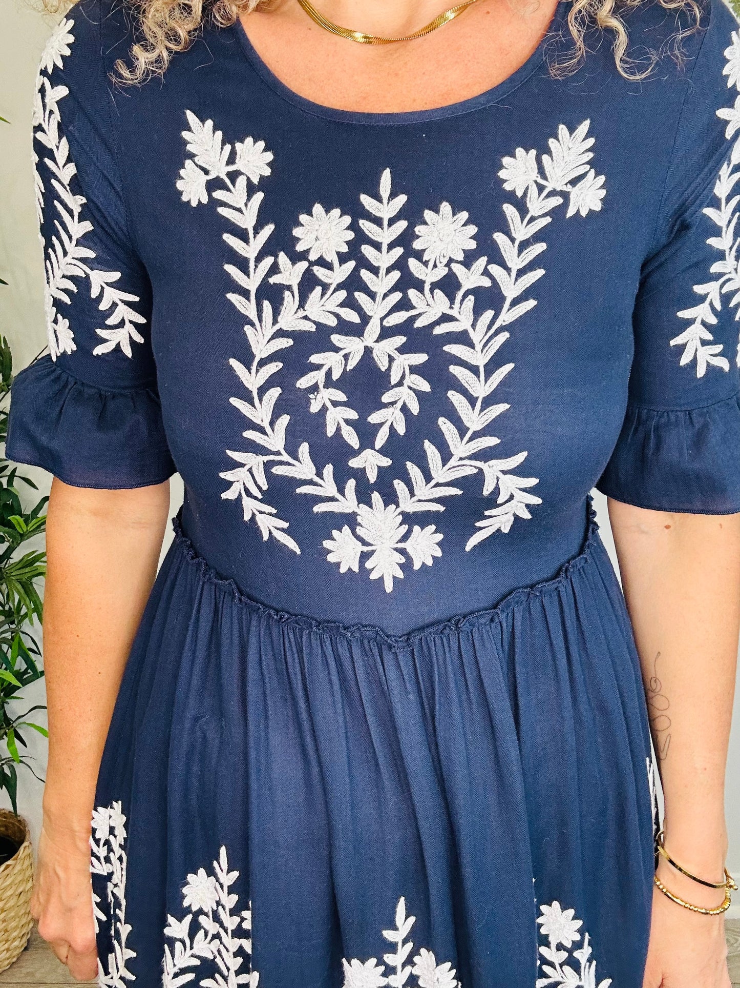 Embroidered Maxi Dress - Size S