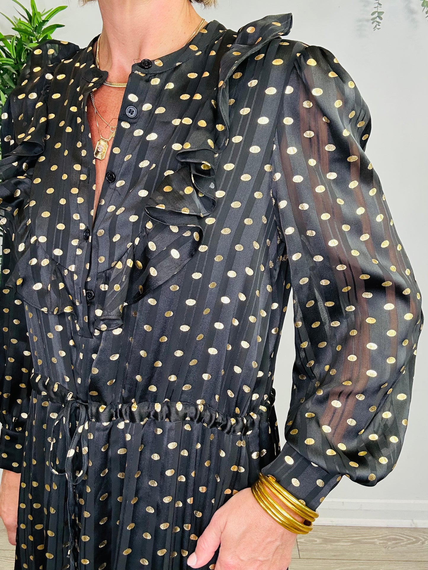 Metallic Polka Dot Dress - Size 10