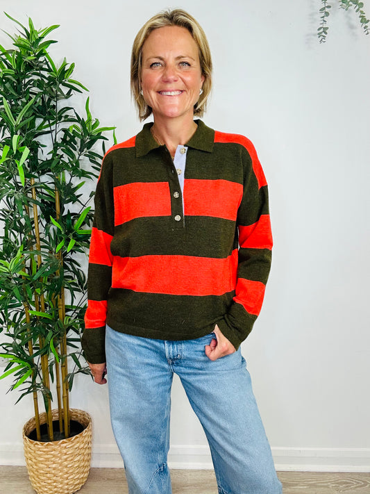 Striped Rugby Jumper - Size S