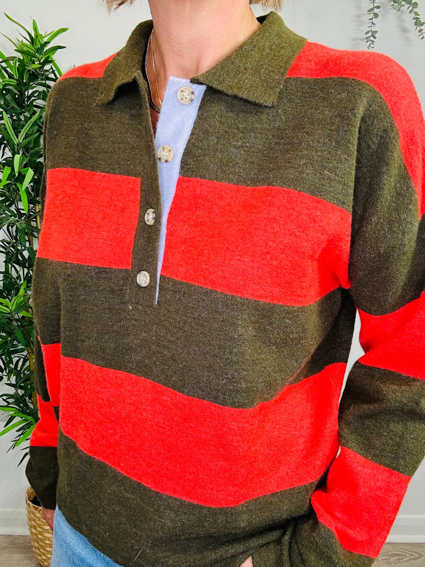 Striped Rugby Jumper - Size S