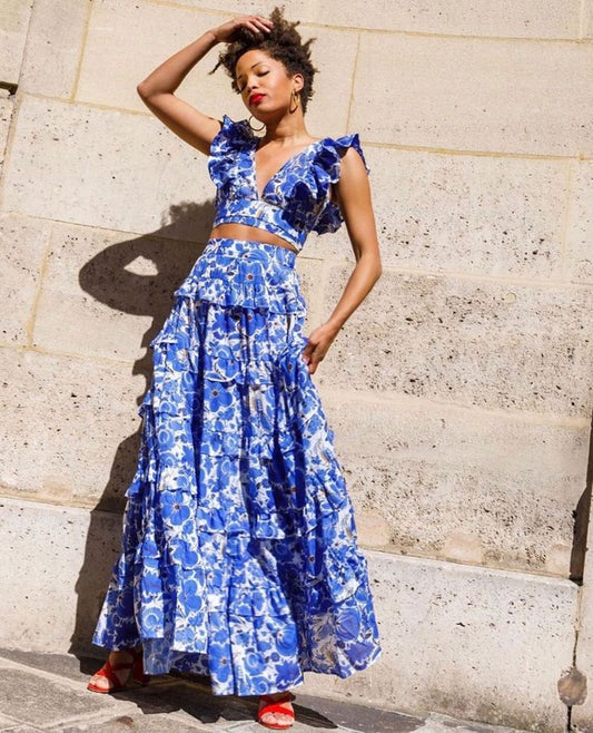 Floral Top & Skirt Set - Size M