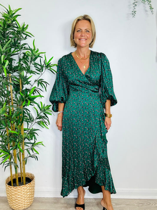 Leopard Print Wrap Dress - Size S