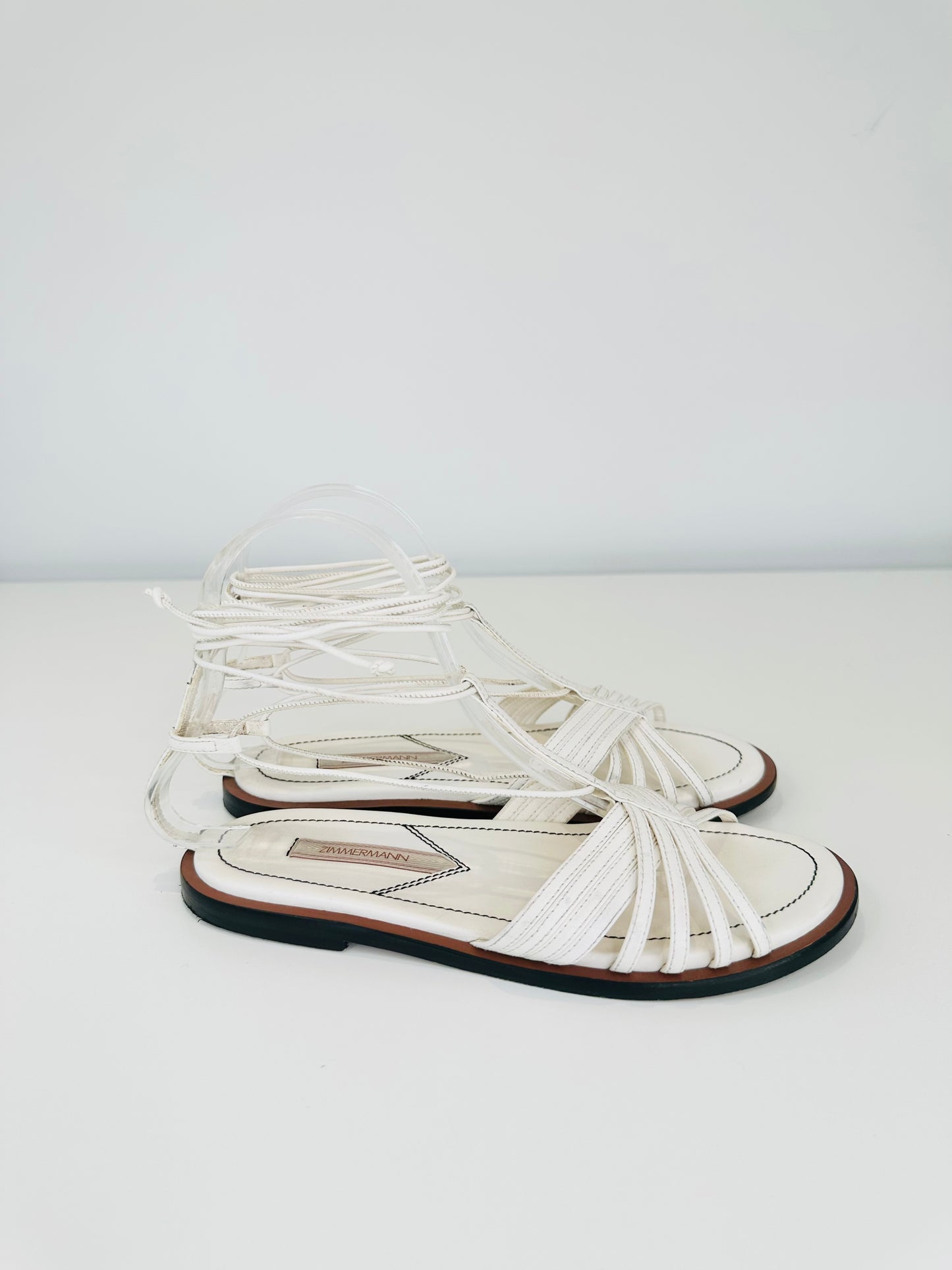 Leather Lace-up Sandals - Size 37