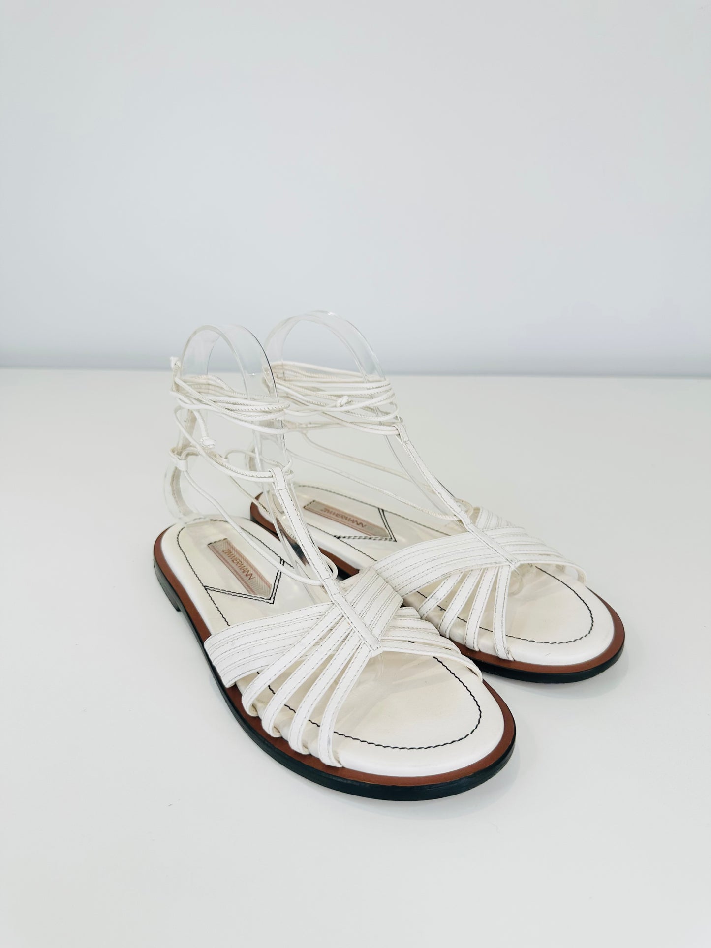 Leather Lace-up Sandals - Size 37