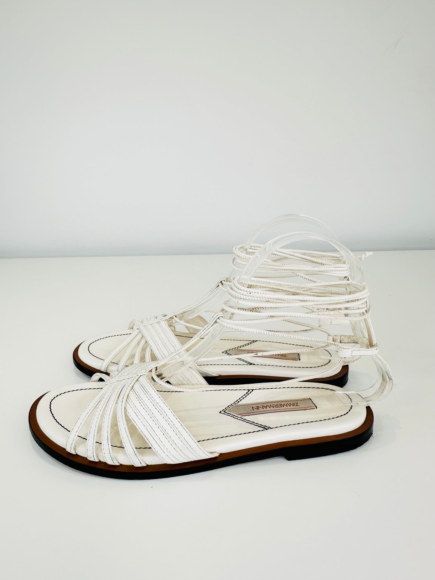 Leather Lace-up Sandals - Size 37