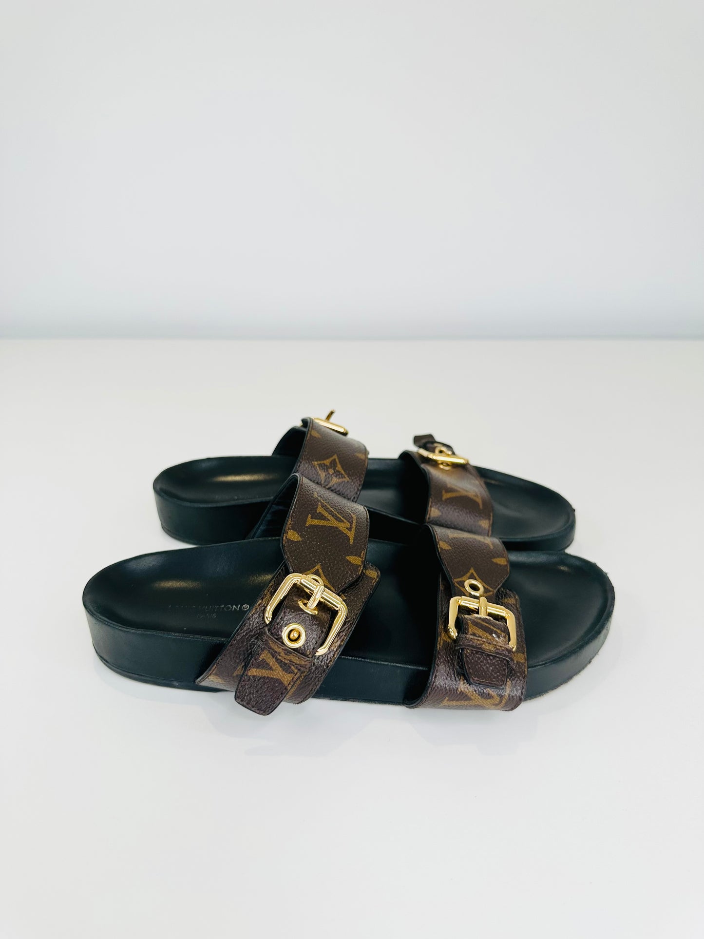 Monogram Leather Slides - Size 37.5