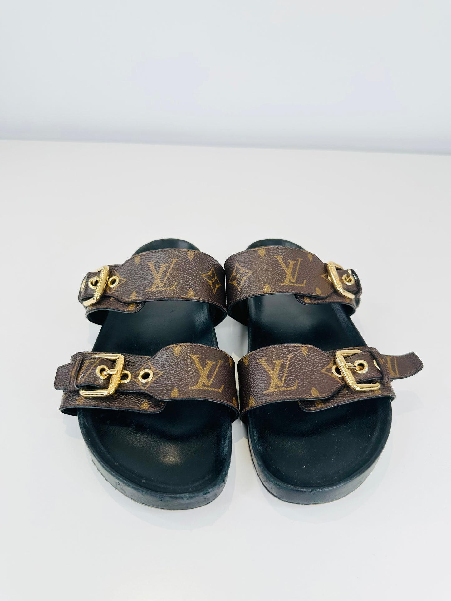 Monogram Leather Slides - Size 37.5