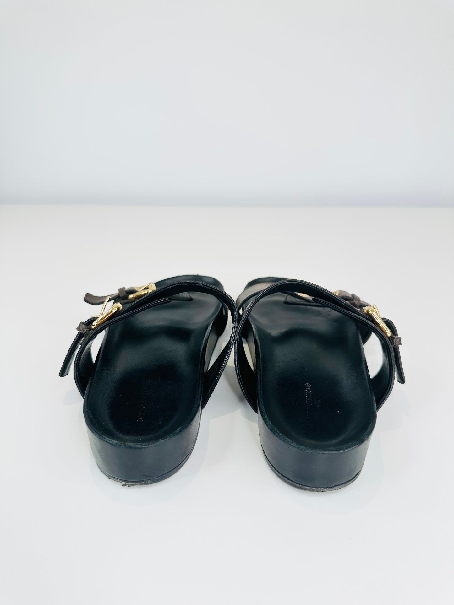 Monogram Leather Slides - Size 37.5