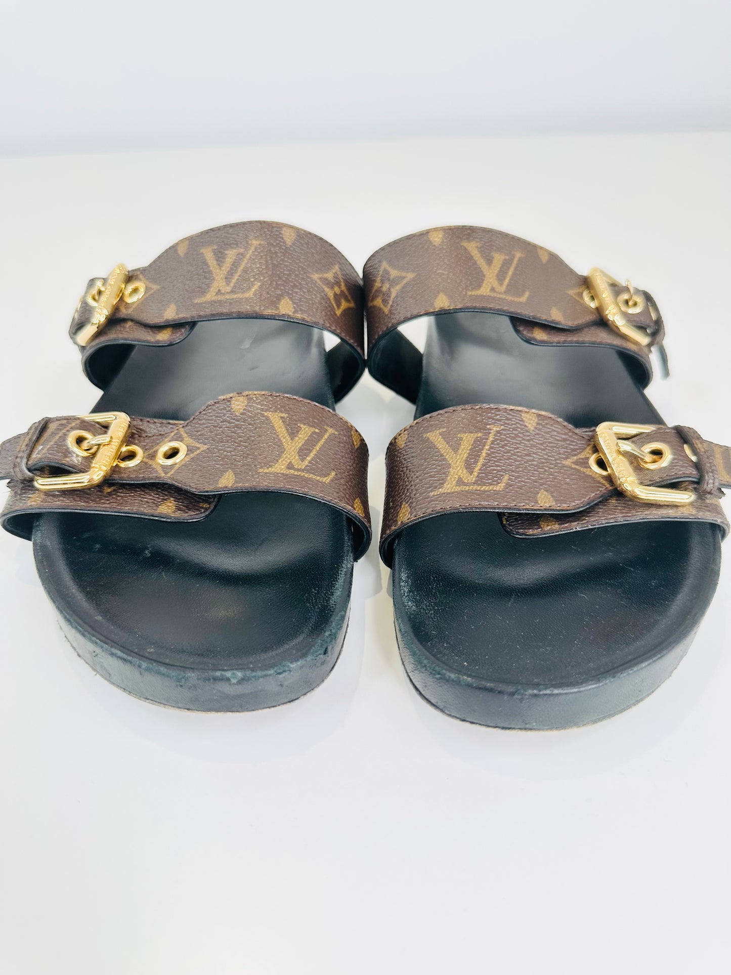 Monogram Leather Slides - Size 37.5