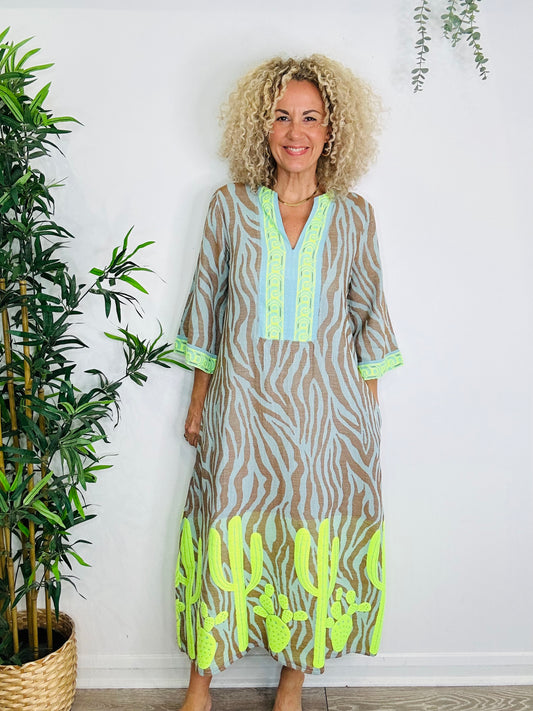Zebra Print Cotton Dress - Size S