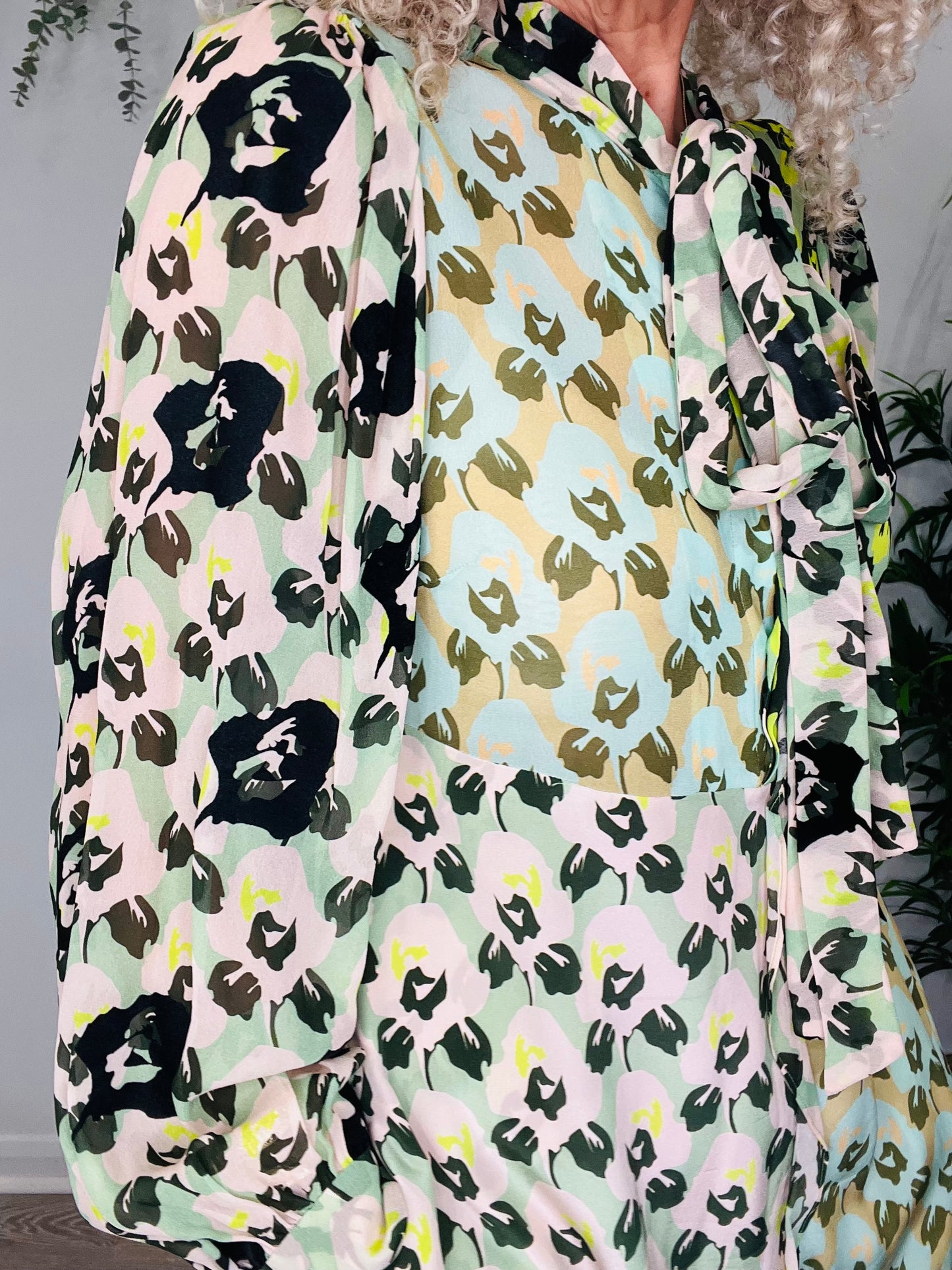 Patterned Frill Dress - Size 2