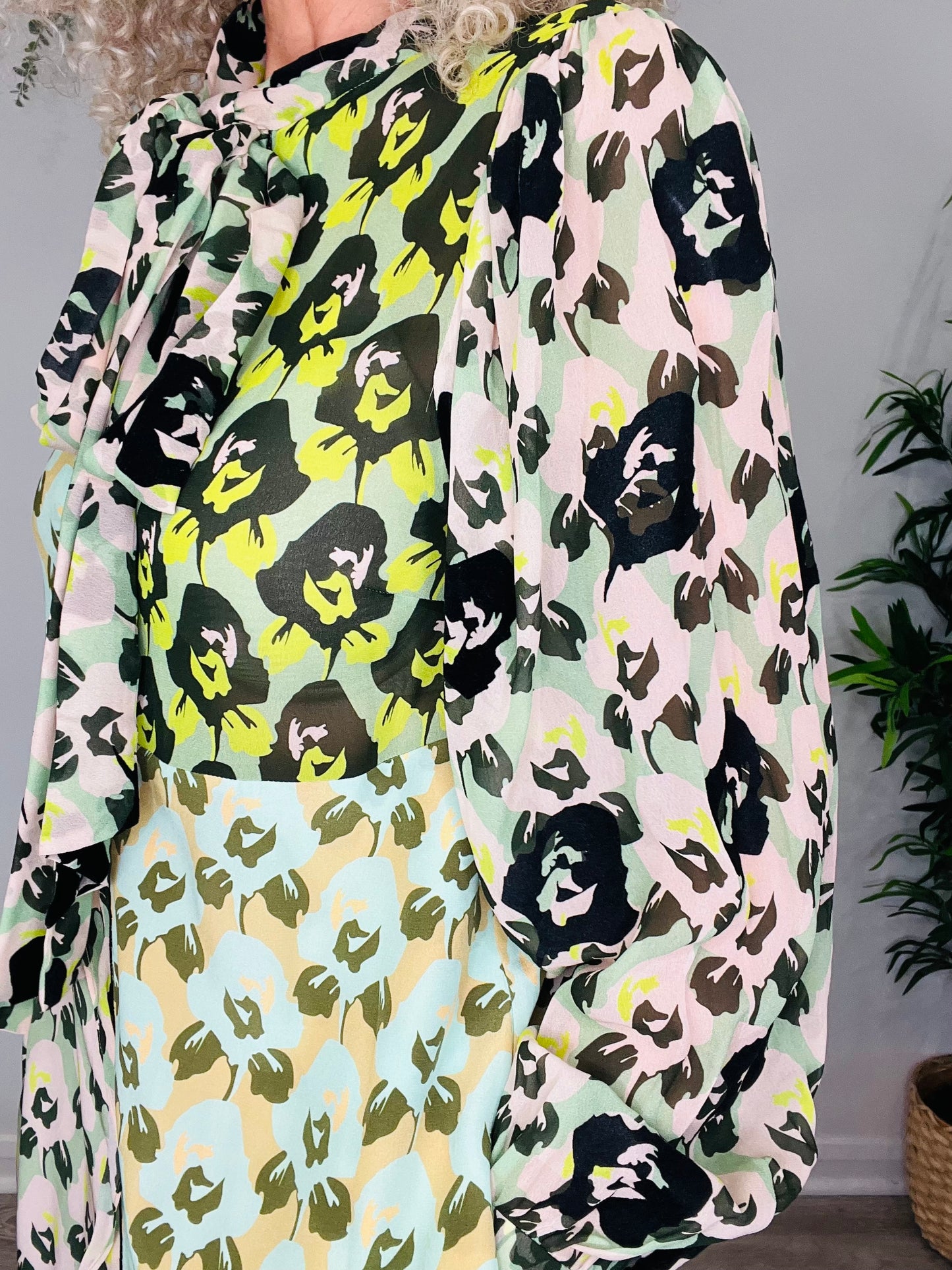 Patterned Frill Dress - Size 2