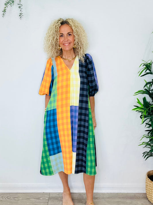Check Midi Dress - Size XS