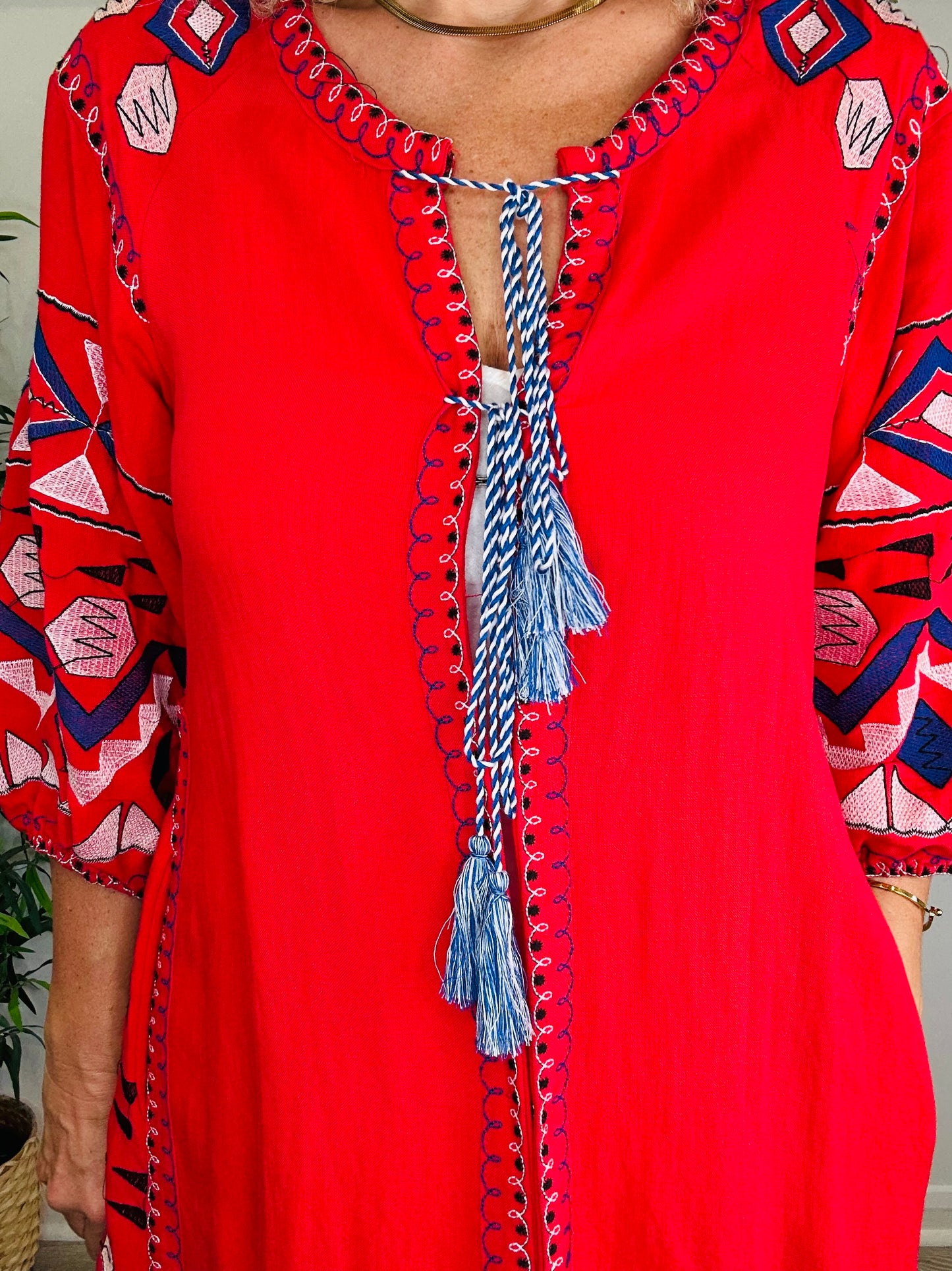 Embroidered Cotton Dress - O/S