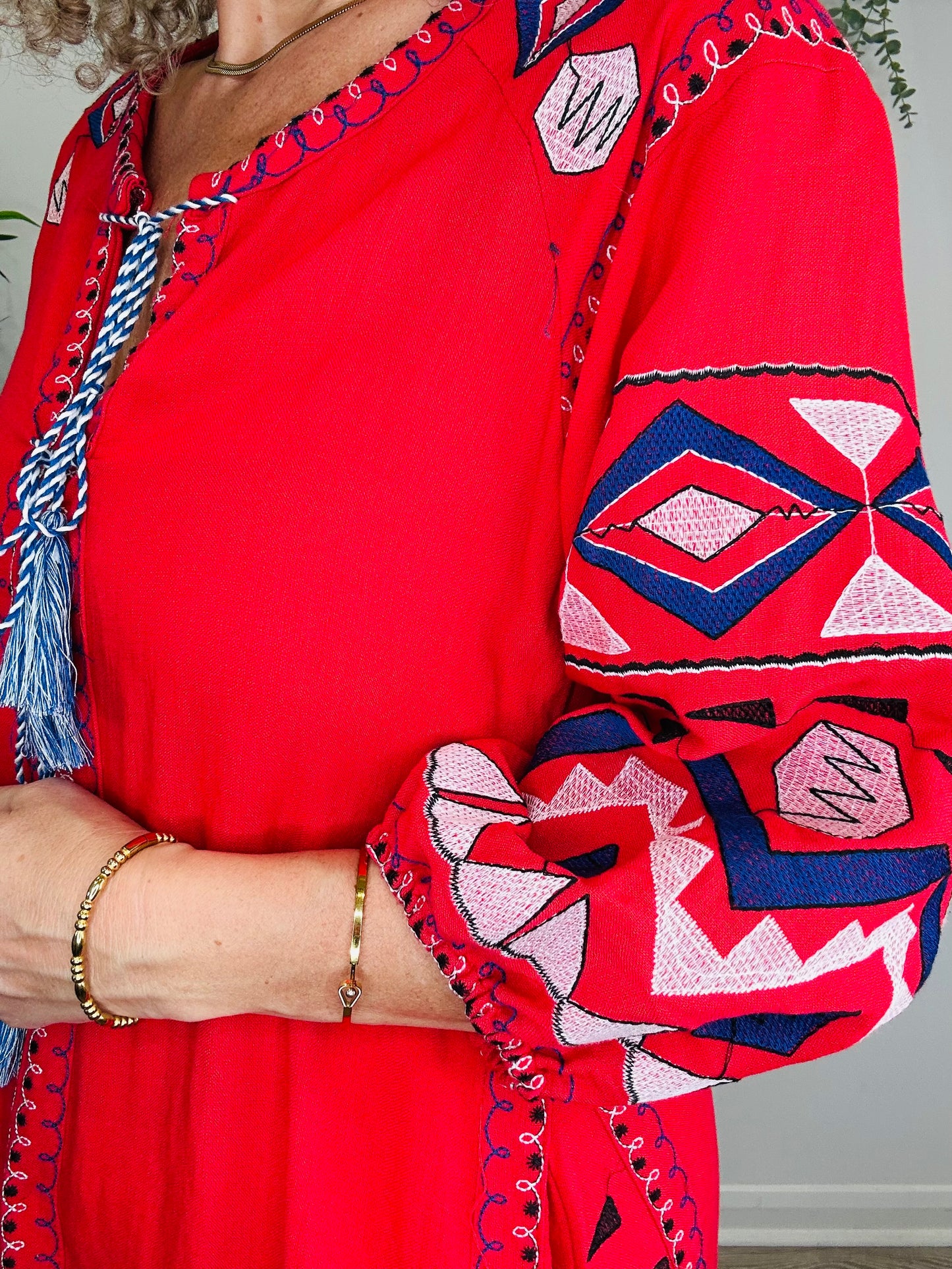 Embroidered Cotton Dress - O/S