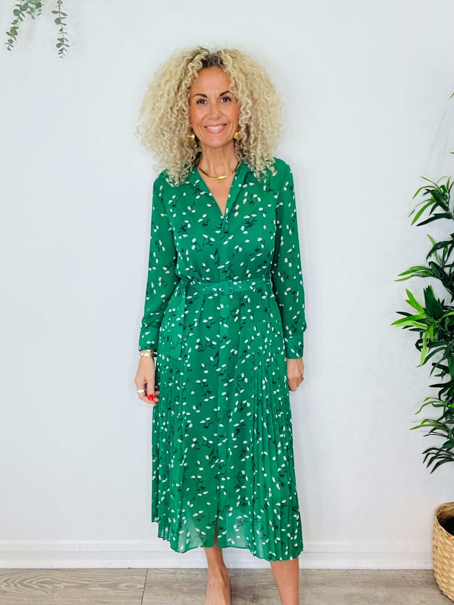 Floral Pleated Dress - Size 36
