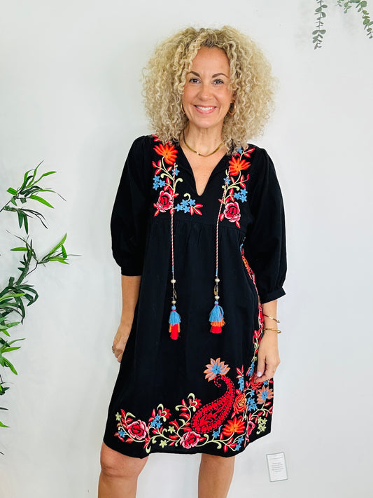 Emile Embroidered Dress - Size XS