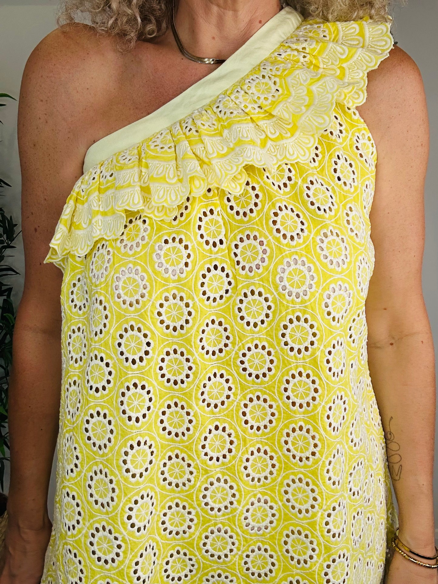 Broderie One Shoulder Dress - Size S/M