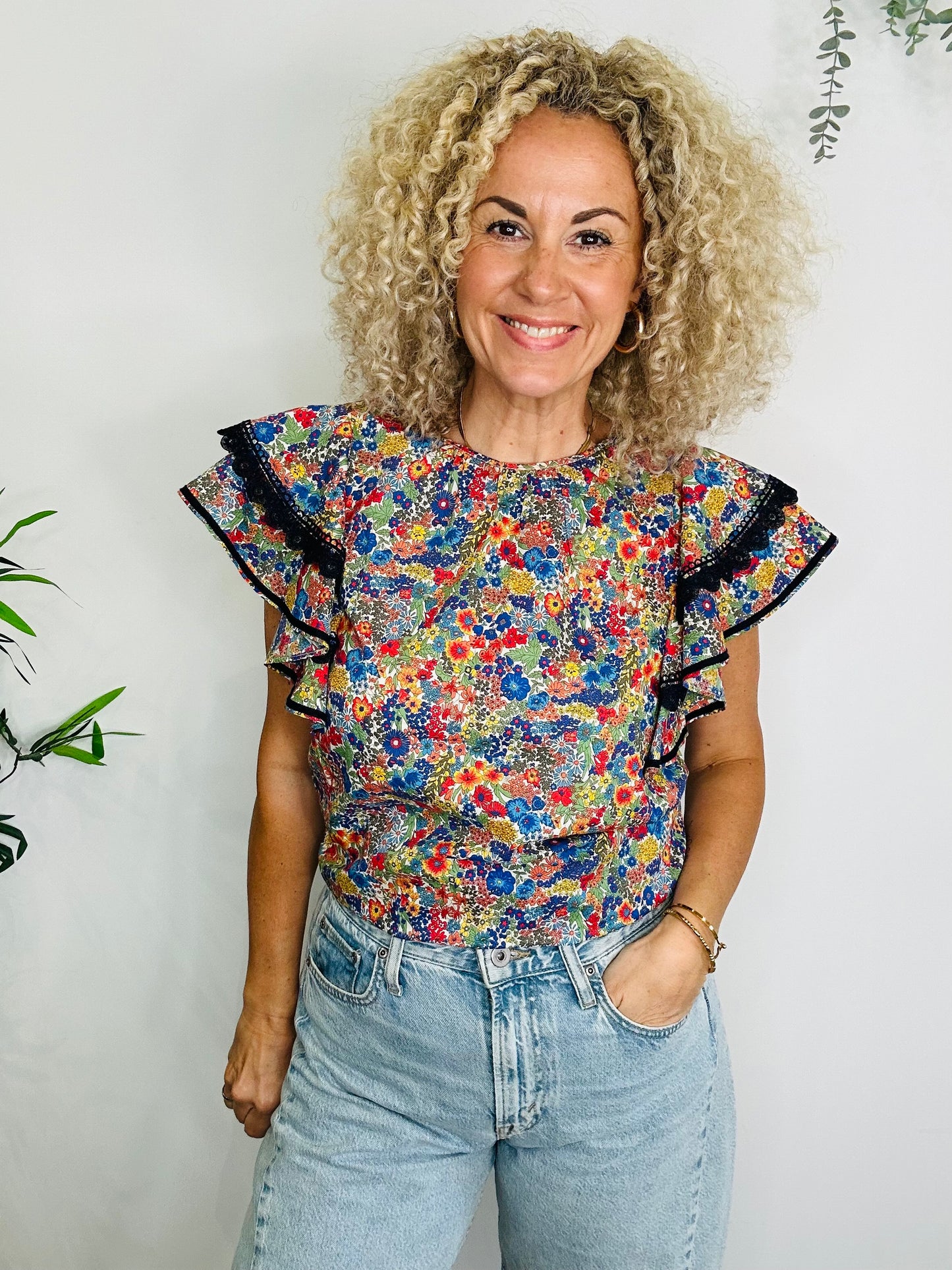 Floral Cotton Top - Size S