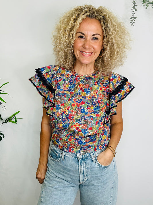 Floral Cotton Top - Size S