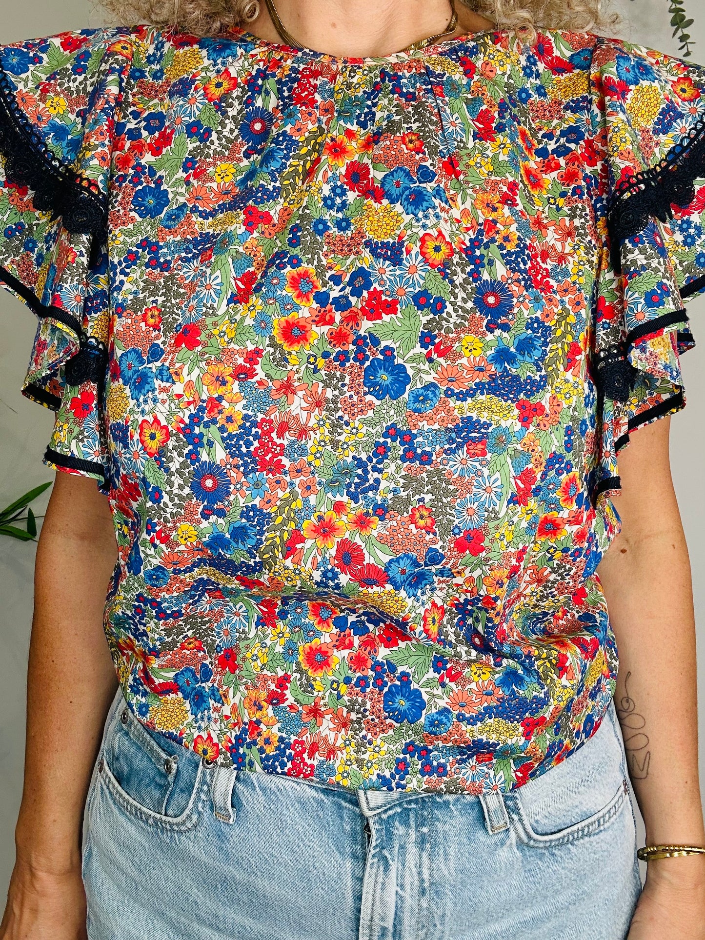 Floral Cotton Top - Size S