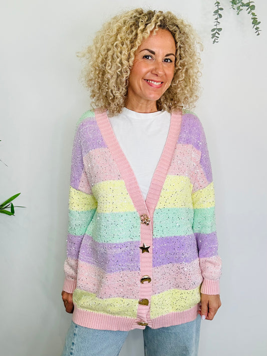 Striped Sequin Cardigan - Size M