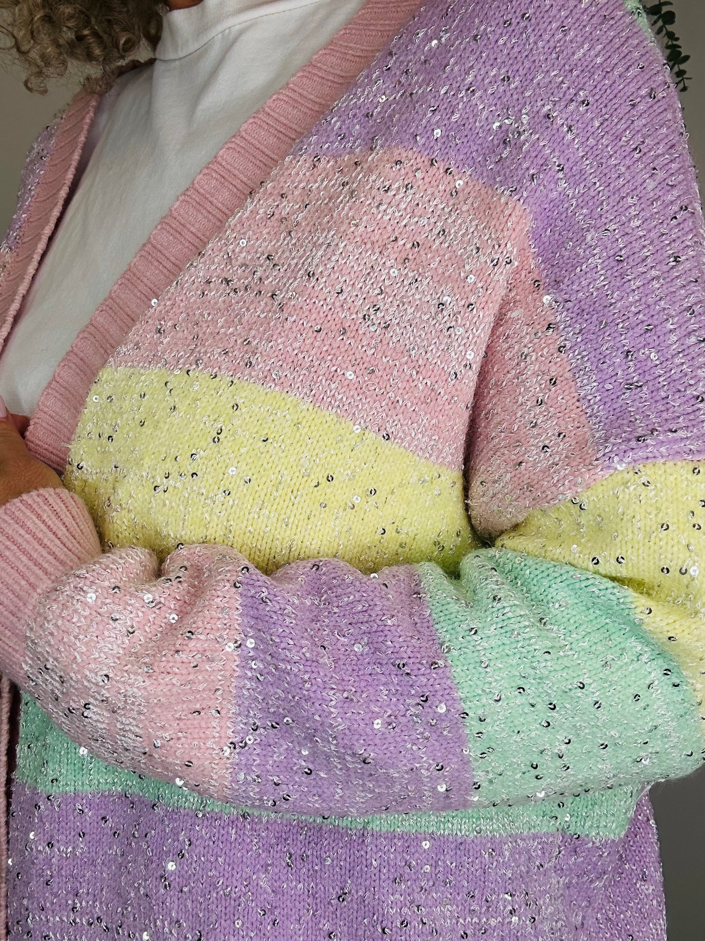 Striped Sequin Cardigan - Size M