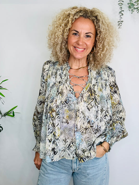 Patterned Cotton Blouse - Size 36