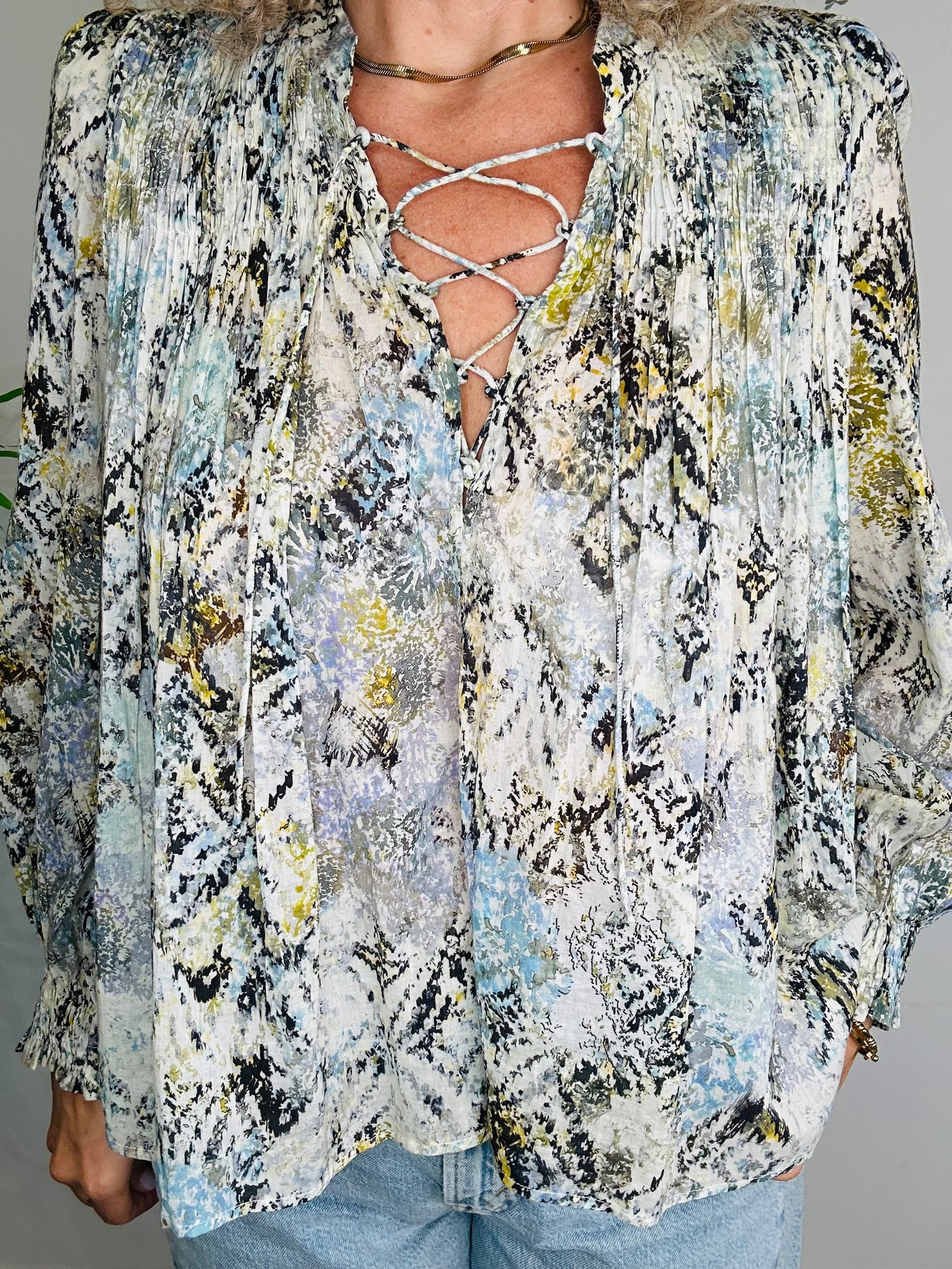 Patterned Cotton Blouse - Size 36