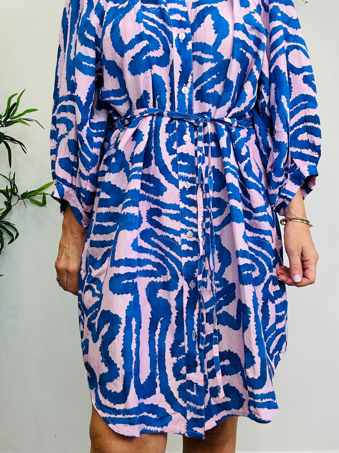 Linen Shirt Dress - Size 38