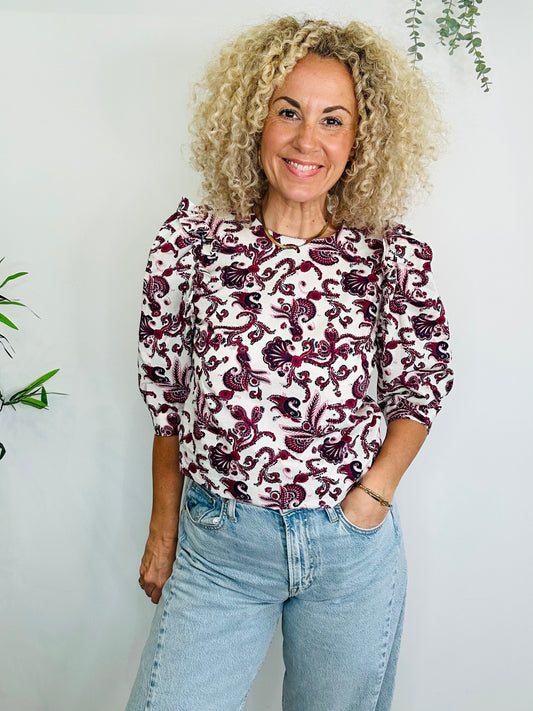 Patterned Cotton Blouse - Size 1