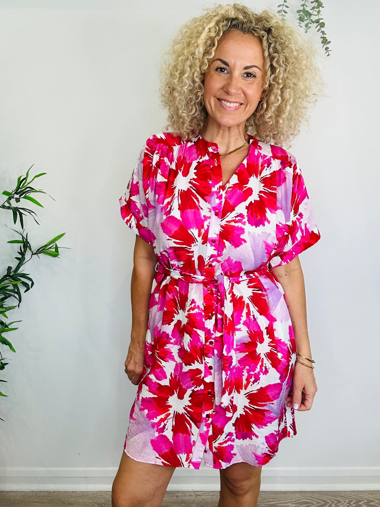 Patterned Shirt Dress - Size 34