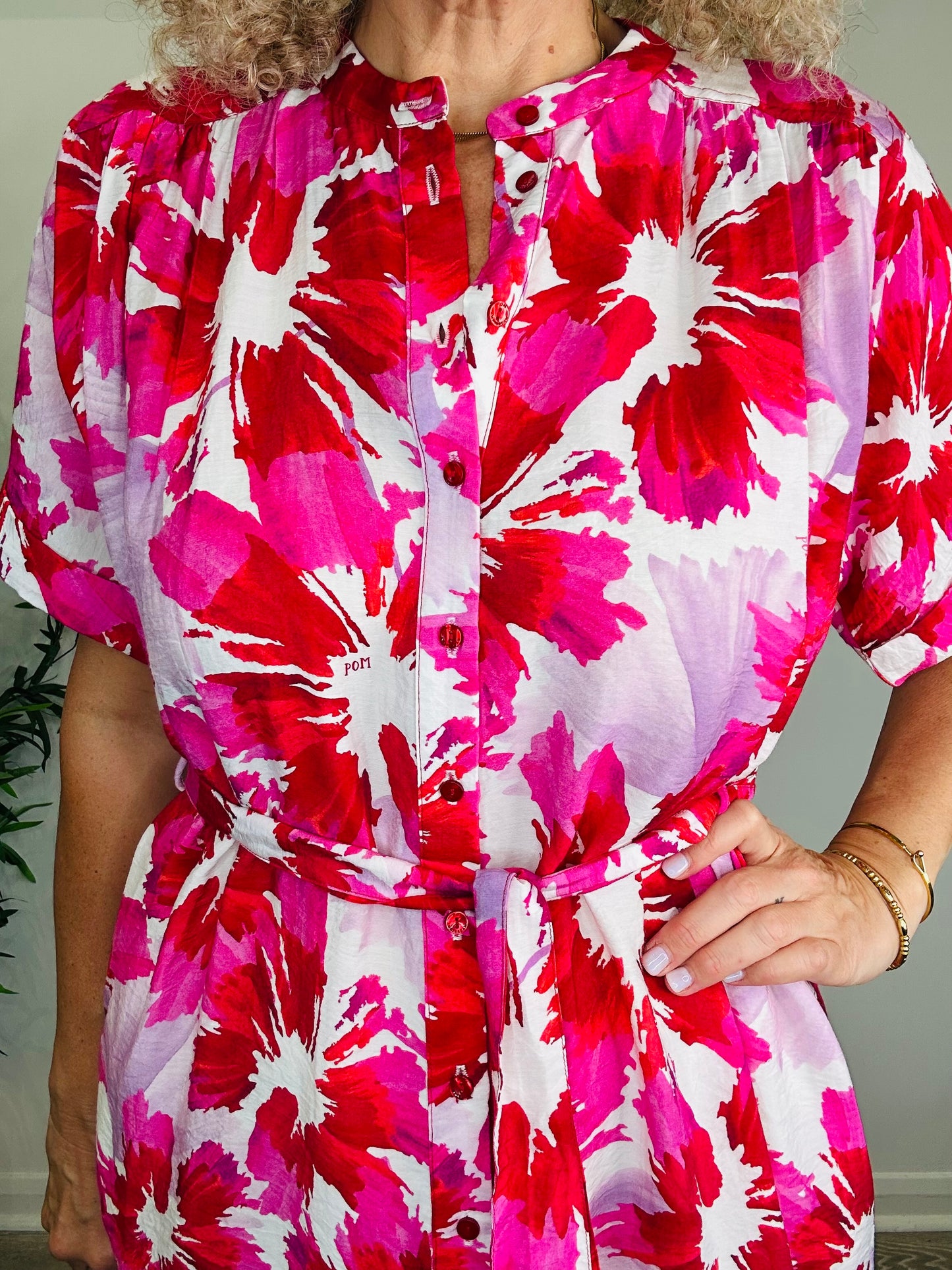 Patterned Shirt Dress - Size 34