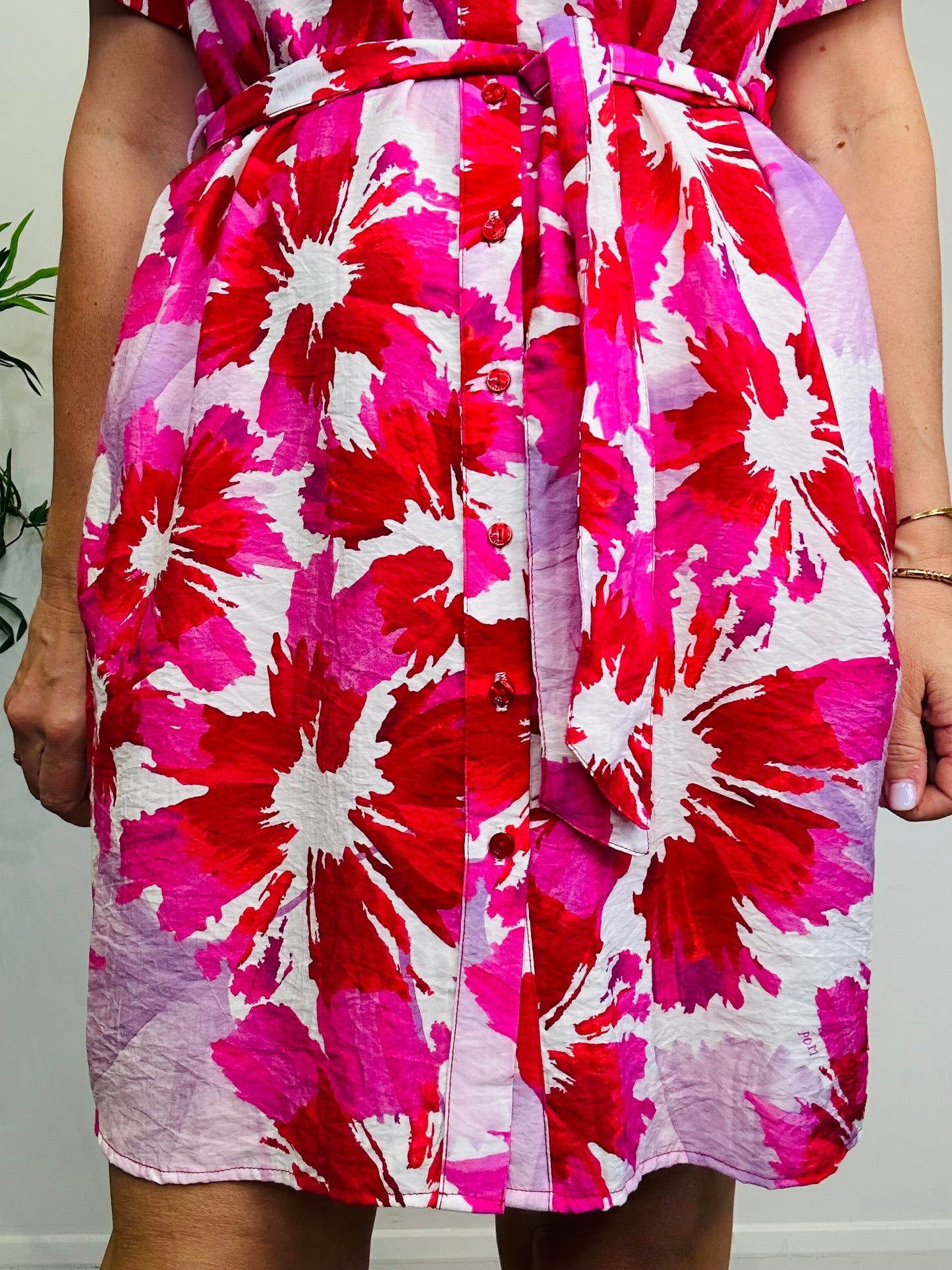 Patterned Shirt Dress - Size 34
